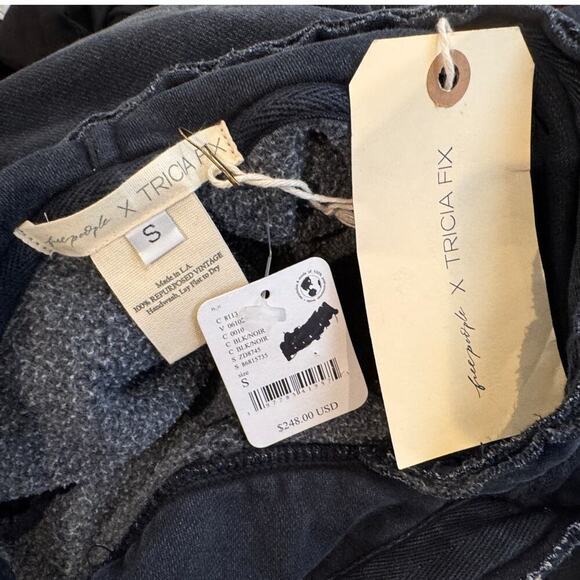 NWT Free People x Tricia Fix Zuma Denim Mix Hooded Sweatshirt Size Small - Picture 13 of 16